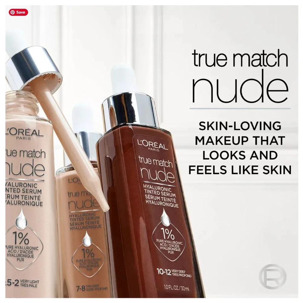 Loreal True‎ Match Nude Hyaluronic Tinted Serum 10-12 Very Deep 1.0 fl oz New